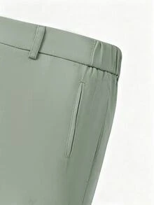 Manfinity Mode Men's Solid Color Casual Everyday Travel Long Pants With Pockets - Olive Green - View 4