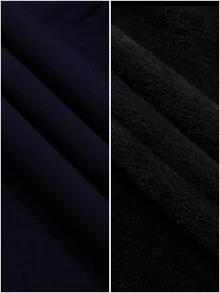 Manfinity Homme 男士純色保暖內裡休閒百搭長袖連帽夾克 - 藏蓝色 - 查看 8