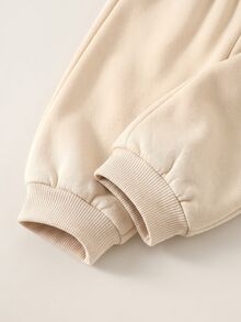 SHEIN 男嬰 2件組秋冬保暖內裡加厚可愛親子標語圖案運動衫套裝，嬰兒冬季服飾，運動套裝，街頭風 - 彩色 - 查看 6