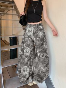 DAZY Women's All-Over Print Pocket Wide Leg Loose Casual Denim Jeans - Multicolor - View 4