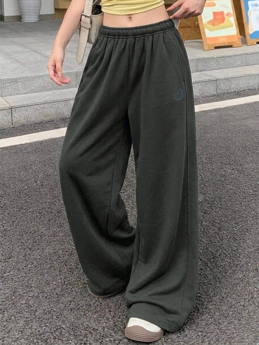 DAZY 女款鬆緊腰寬鬆休閒長褲 - 摩卡棕 - 查看 1
