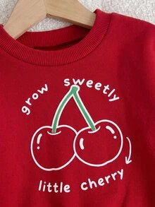 SHEIN 女嬰可愛秋冬休閒花卉印花衛衣與長褲套裝 - 彩色 - 查看 4