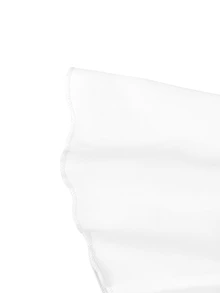 GlowEve CURVE 女款大尺碼休閒夏季襯衫，荷葉邊袖口與缺口領設計 - 白色 - 查看 4