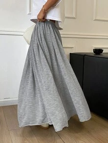 Livesso 女款極簡街頭風毛衣裙，休閒 - 灰色 - 查看 4