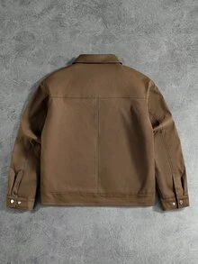 Manfinity Roghcode Men's Button Quilted Pocket Long Sleeve Jacket - Brown - View 2
