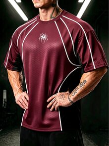 GymBeat Men's Spider Print Short Sleeve Casual Fitness Sports T-Shirt, Gym - Black - View 1