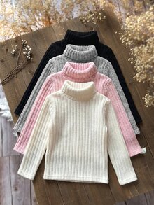 Emery Rose Kids Emery Rose Kids 女童秋冬休閒百搭素色高領T恤 - 彩色 - 查看 9