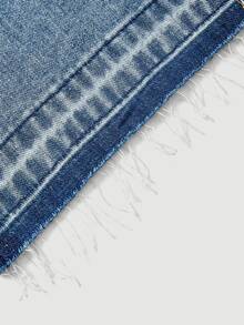 SHEIN PETITE Women's Casual Daily Denim Jeans With Pockets And Buttons - Blue - View 4