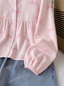 SHEIN Tween Girl Tween Girls Casual Everyday Comfortable Loose Ruffle Collar BlouseKIDS - Pink - View 5