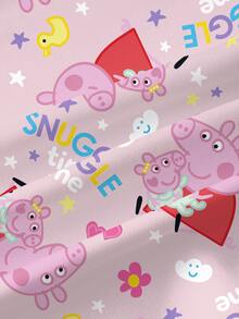 Peppa Pig X SHEIN Baby Girl Letter Cartoon Print Round Neck Short Sleeve Casual T-Shirt - White - View 6
