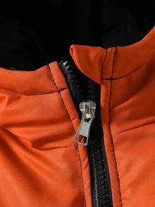 SHEIN 小男孩戶外街頭風紳士厚填充外套，秋冬款 - 橘色 - 查看 5