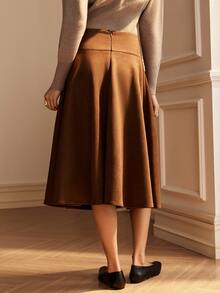 SHEIN 秋冬休閒棕色綁帶女款裙子，適合日常穿著、度假穿著、街頭風、通勤穿著 - 棕色 - 查看 6