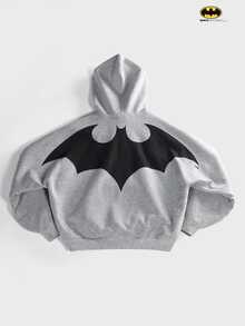 BATMAN X SHEIN STYNVO Men's Bat Pattern Casual Daily Wear Pullover Sweatshirt - Light Grey - View 7