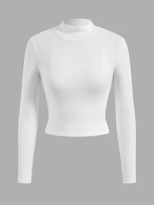 SHEIN EZwear 3件組家庭套裝純色半高領長袖T恤 - 彩色 - 查看 8