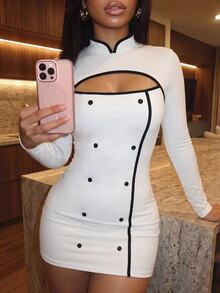 Slaydiva Halloween - Sexy Maid Role Play Mini Dress - White - View 5