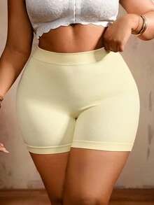 Bare Chapter 女款大尺碼無縫中腰收腹收腰提臀塑身褲 1件裝 - 黃色 - 查看 1