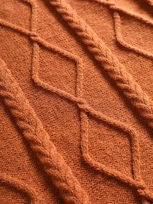 Lacomfia Plus Size Women's Cable Knit Crew Neck Long Sleeve Casual Knit Dress - Bronze - View 7