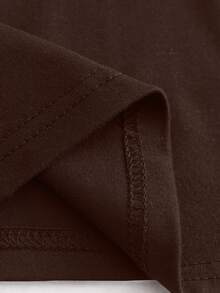 LUMIGAL Women's Sexy Casual Stretch Round-Neck Patchwork Sheer Long-Sleeved T-Shirt, Spring And Autumn - Coffee Brown - View 7