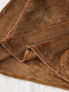 SHEIN 青少年男孩休閒日常兒童百搭舒適格紋法蘭絨圓領套頭長袖秋季褲裝家居服套裝，聖誕睡衣 - 棕色 - 查看 5
