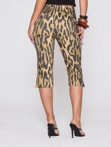 MUSERA Celana Capri Pas Badan Motif Leopard dengan Tali Samping, Cocok untuk Musim Gugur dan Musim Dingin, Seksi, Motif Leopard untuk Halloween, Sehari-hari, Gaya Pinggir Jalan, Renegade - MultiWarna - View 5