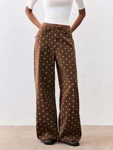 ATUI Studio Celana Jeans Denim Polkadot Cokelat Kasual Wanita - Coklat - View 5