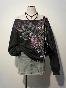 Attitoon 女款不對稱單肩寬鬆休閒極簡上衣，日常百搭派對聚會機場穿搭 Y2K 風格，夏季外出穿搭 - 彩色 - 查看 3