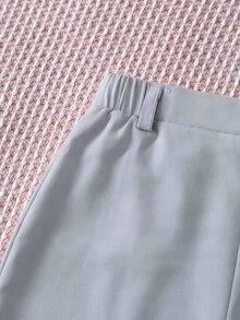 SHEIN 中性嬰兒男/女嬰 100%純棉休閒百搭白色長褲工裝褲，男嬰下身褲，嬰兒褲，Squishy - 灰色 - 查看 6