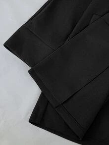 SHEIN LUNE 大尺碼雙排扣休閒保暖秋冬羊毛大衣 - 黑色 - 查看 6