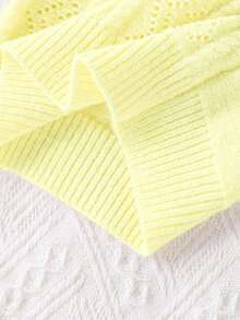 SHEIN Young Girl Solid Color Sleeveless Knit Vest Autumn Fall - Yellow - View 3