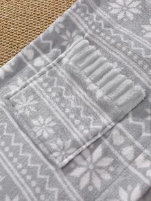 EverLounge Men's Snowflake Jacquard Flannel Robe, Autumn/Winter Thermal Lined Warm Tie-Front Bathrobe, Knee-Length Long Pajamas Loungewear - Light Grey - View 6
