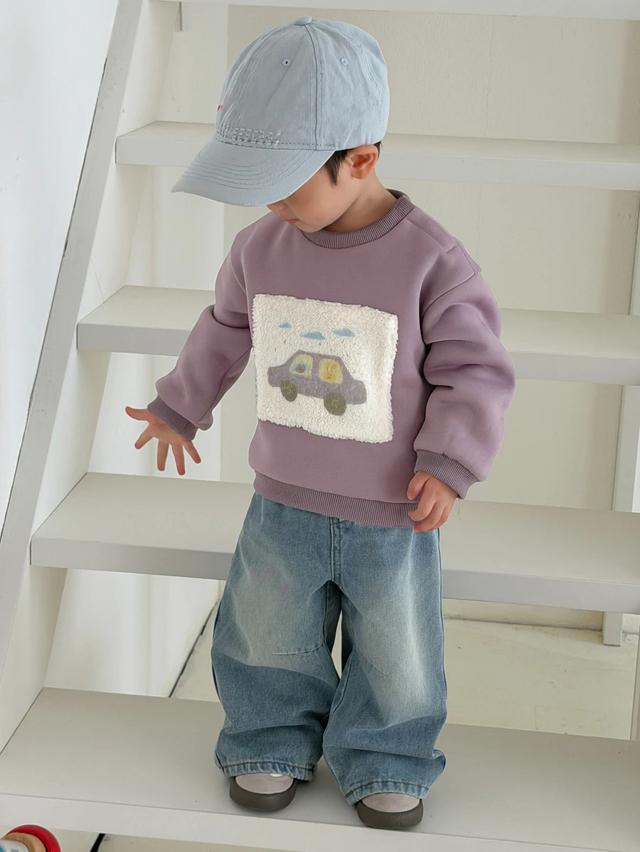 DAZY Baby Boy Crew Neck Long Sleeve Sweatshirt, Autumn/Winter - Grey - View 1