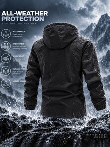 Gym Rark Men's Black Hooded Jacket, Loose Fit Outerwear, Sports Street Casual Wear - Black - View 2