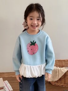 DAZY Infant/Toddler (Girl) Round Neck Casual Long Sleeve Sweatshirt, Autumn/Winter - Blue - View 4
