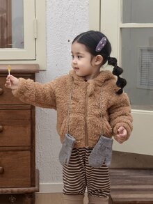 DAZY Jaket Lengan Panjang Lucu untuk Bayi Perempuan, Musim Gugur/Musim Dingin - Coffee Brown - View 4