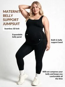 Plussiva Plus Size Maternity Wide Strap Backless Sports Top - Black - View 2
