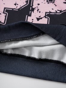 THE POWERPUFF GIRLS X SHEIN Bộ áo nỉ tay dài và quần dài in họa tiết hoạt hình cho bé gái tuổi teen - màu đen - Xem 10