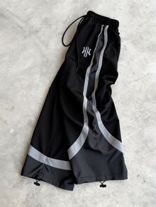 Sport MetroGents 男士印花拼色抽繩腰鬆款運動長褲 慢跑健身 夏季復古趣味 - 彩色 - 查看 1