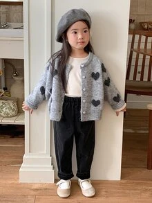 DAZY Baby Girl Casual Versatile Fitted Elastic Waist Denim Long Pants - Black - View 5