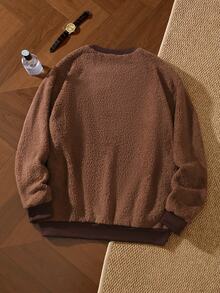 EverLounge Men's Plush Casual Loungewear Top - Brown - View 2