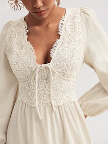 Travachic Elegant Lace Long Sleeve Dress - Apricot - View 6