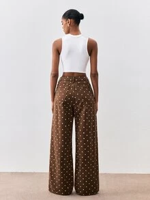 ATUI Studio Celana Jeans Denim Polkadot Cokelat Kasual Wanita - Coklat - View 2