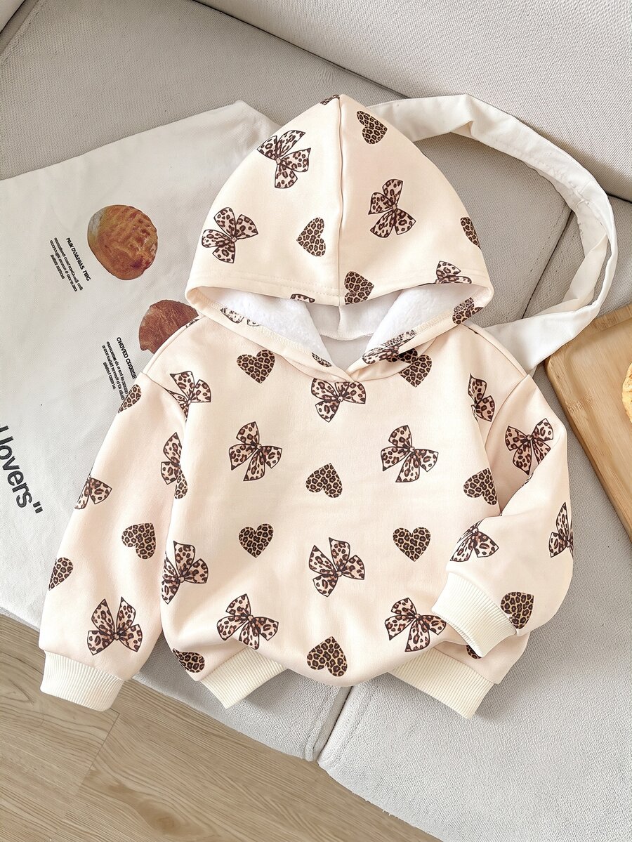 SHEIN Baby Girl Leopard Print Fashion Long Sleeve Hooded Sweatshirt - Multicolor - View 1