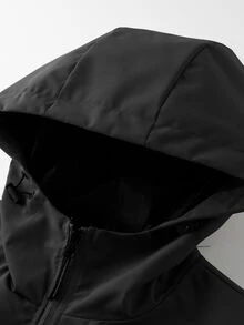 Gym Rark Men's Black Hooded Jacket, Loose Fit Outerwear, Sports Street Casual Wear - Black - View 5