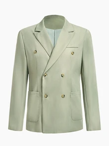 EASEVO Plus Size Men's Solid Color Long Sleeve Jacket And Pants Casual Suit Set - Green - View 7