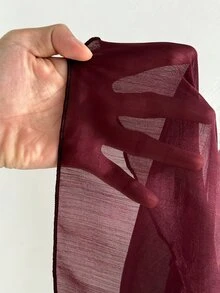 Rustia 大尺碼女款棕色秋季優雅長袖襯衫，百褶紋理布料、雙層荷葉領，適合情人節約會與外出穿著 - 酒紅色 - 查看 6