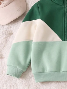 Baby Boys NY Letter Graphic Colorblock Quarter Zip Sweatshirt And Sweatpants 2 Pieces Outfit Set - Multicolor - View 6