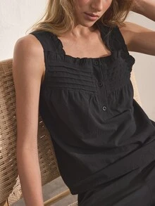 Ocili 女款純色上衣與長褲休閒日常居家服套裝 - 黑色 - 查看 7