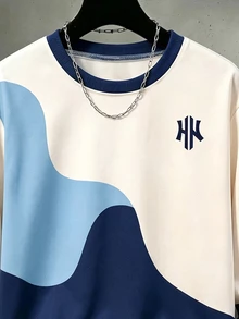 SHEIN 青少年男孩字母印花圓領長袖休閒秋季運動衫 - 彩色 - 查看 5