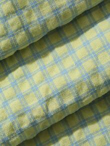 Dazy Plus Cute Plaid Peter Pan Collar Top & Pants 2-Piece Set Green Pajama Loungewear - Mint Green - View 3