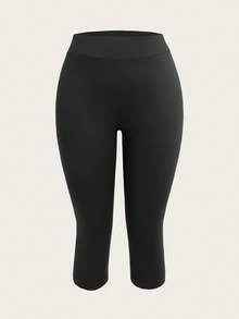 SHEIN EZwear 2pcs Plus Size Casual Leggings - Black - View 9